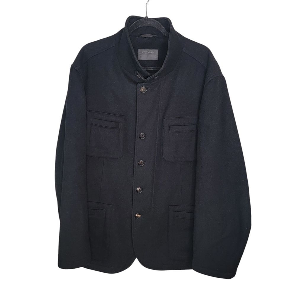 Vestimenta Spa Men's Italian Black Wool Utility Chore Coat Jacket Size XL
